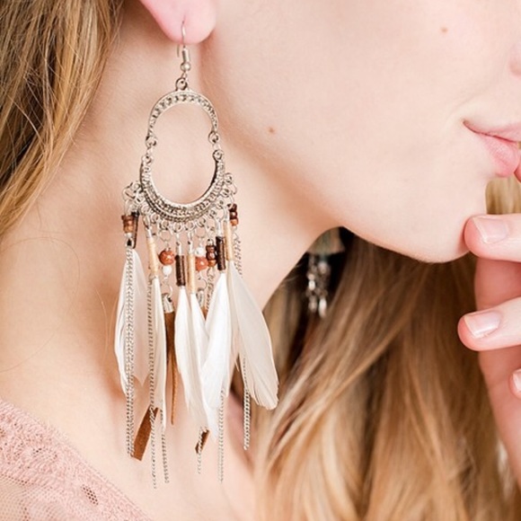 SwankStyles Jewelry - Boho Drop Feather Earrings